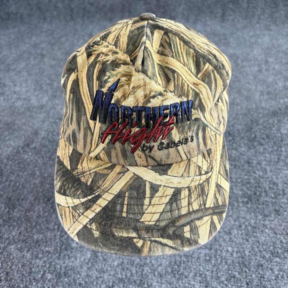 VTG Y2K Northern Flight By Cabela's Camo Hunting Hat Cap Adjustable Strapback